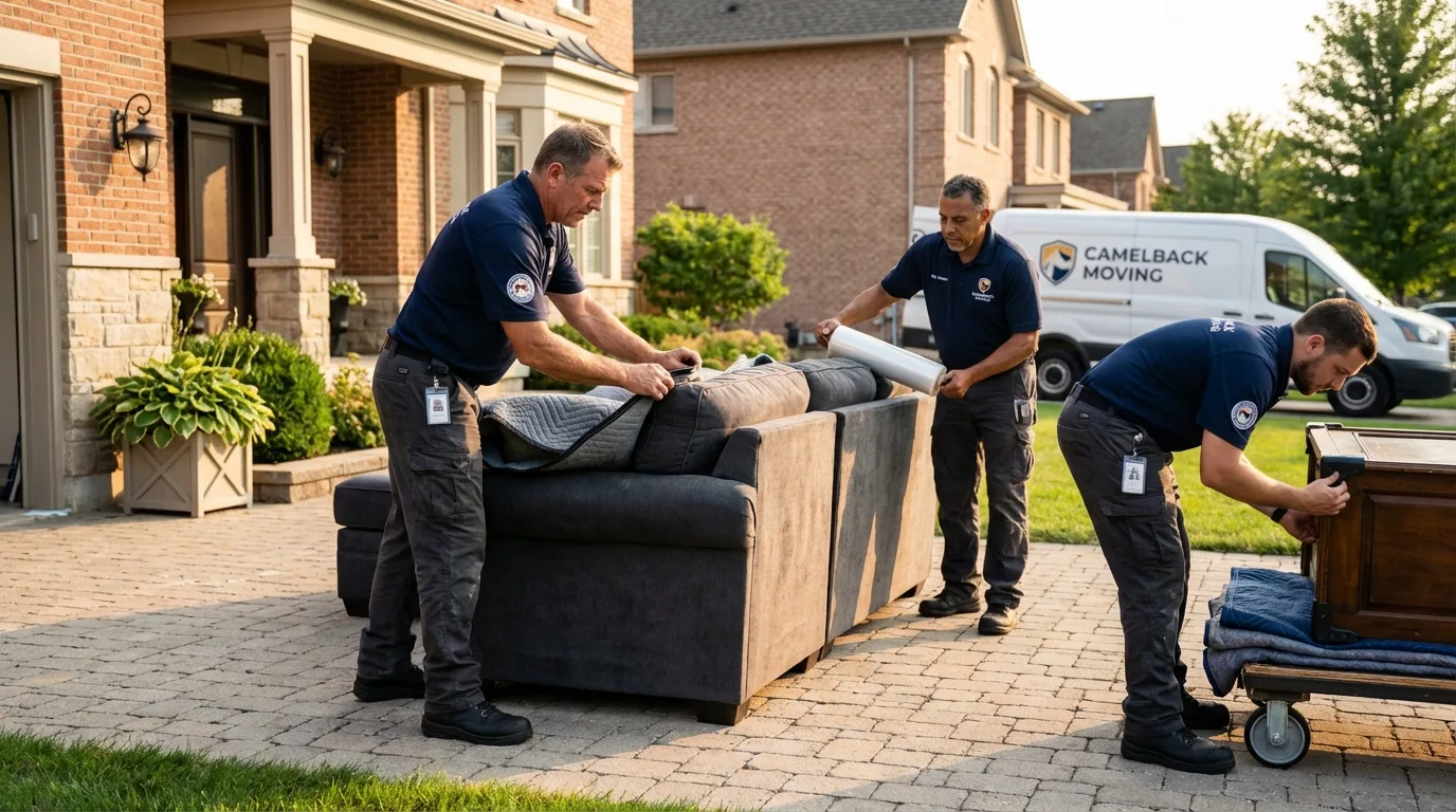 Large estate moving crew wrapping furniture in Snoqualmie, WA